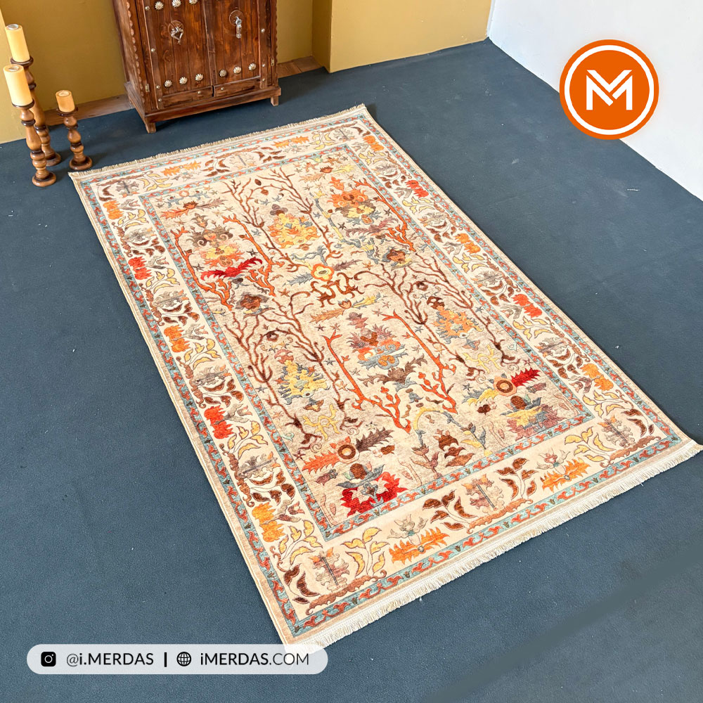 فرش کهنه نما کد 22224 زمینه تمام رنگ
